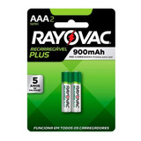 Pilha Recarregavel Aaa 900mah Rayovac - Cartela C/ 2 Pilhas