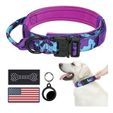 Collar Perro Táctico Airtag Morado M