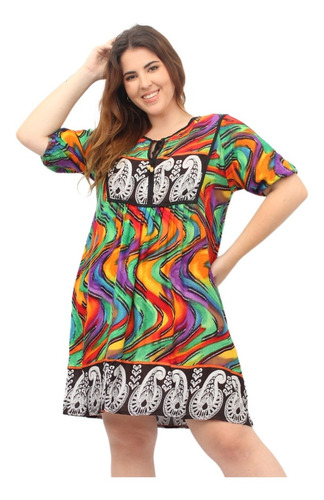 Vestido Janta Panel Print Suave Amplio Divino Import Anaandi