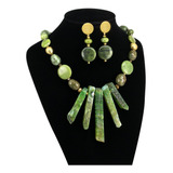 Collar Mujer Aretes Piedras Naturales Jade Finas Joyas Moda