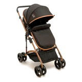 Cochecito De Paseo Love 1009 Negro 06 Con Chasis Color Bronce