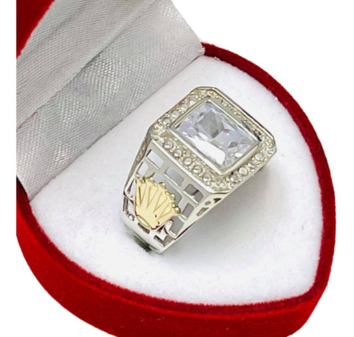 Anillo Para Hombre Con Cubic Rectangular Plata 925 Ap 087