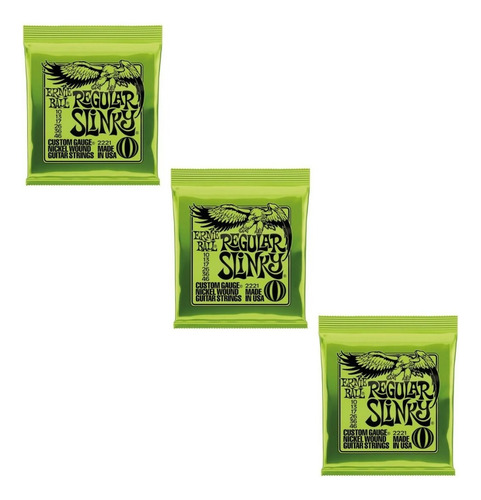 Kit 3 Cordas 010-046 P/ Guitarra Regular Slinky Ernie Ball