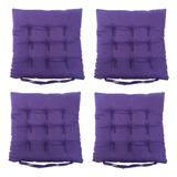 Kit 4 Peças  Almofada Assento Cadeira Futon Roxo C/ Amarril