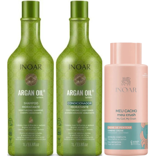 Kit Inoar Argan Sh+cond2x1l+creme De Pentear Meu Cacho 500ml