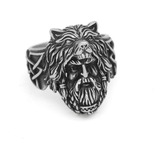 Anillo Vikingo Odin Lobo Color Plata Acero Inoxidable Hombre