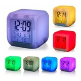 Reloj Despertador Digital Cubo Alarma Led Colores 