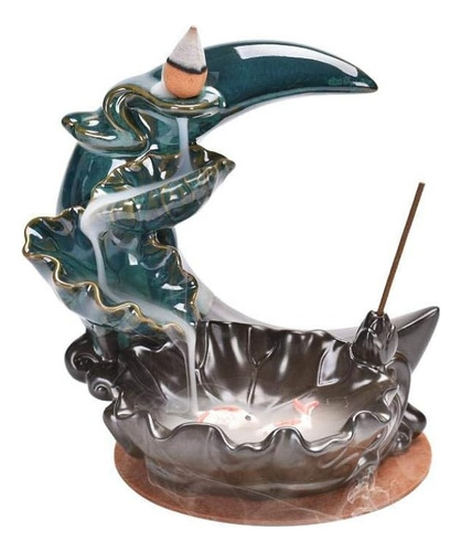 Cascada De Incienso Porcelana  Modelo Luna Peces Koi