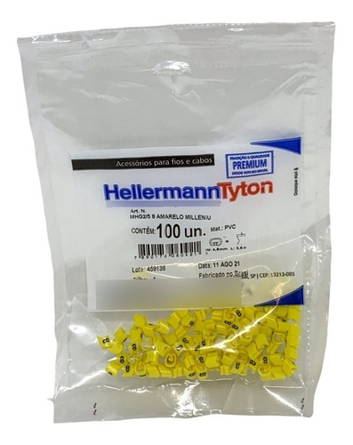 Anilha Cabo 0,5-6mm² Mhg2/5 Hellermann Número 8 Amarelo