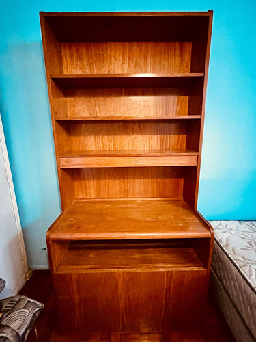 Mueble Madera 2 En 1 Biblioteca Con Velador Y Cajón