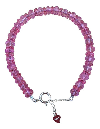 Pulseira Joia Pedra Topázio Rosa Original Em Prata 925