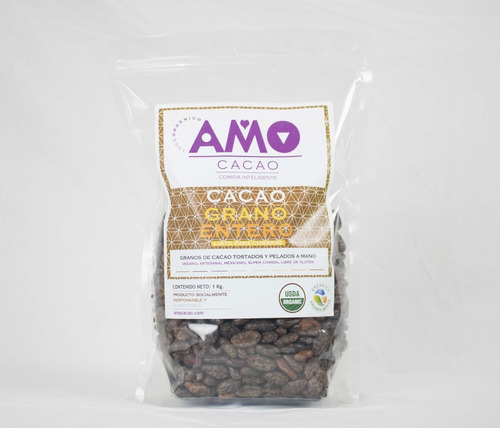 Granos  De Cacao Pelados, Enteros, Tostados Orgánicos 1 Kilo