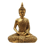 Buda Hindu Estátua Tibetana Tailandês Resina Dourado 19,5cm