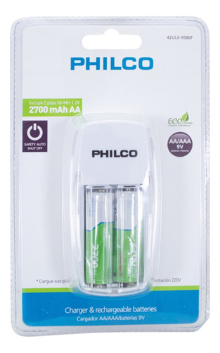 Cargador + 2 Pilas Alcalinas Aa 2700 Mah Philco - Revogames