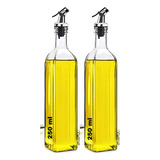 Set X 2 Botellas Aceitero Vinagrero Vidrio Pico 250 Ml