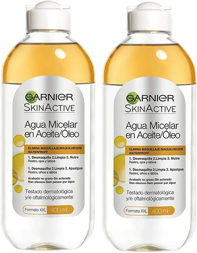 2 Pack Agua Micelar En Aceite 400ml Garnier Skin Active