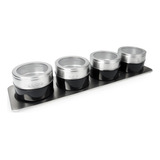 Set X 4 Especieros Condimenteros Imantados Base Acero G-801