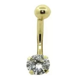 Piercing De Umbigo Em Ouro 18k Pedra Redonda 5mm Garantia 