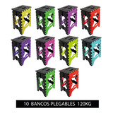 10 Banco Plegable Portátil Plástico 120kg  Color Al Azar Ref