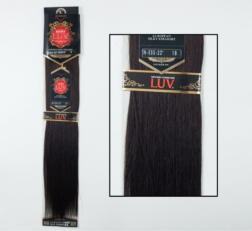 Extension Luv Remy 100% Humano Remy 22 PLG 1.5mts Basicos Color #1b Negro Natural