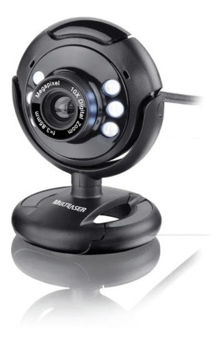 Webcam Multilaser 16mp Microfone Usb Preto Wc045