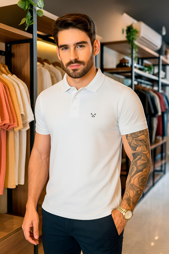 Camiseta Casual Básica Polo Premium Camiseta Gola Piquet