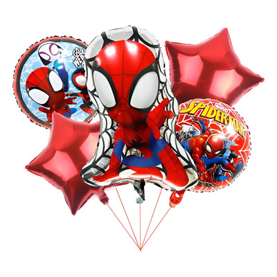 Kit De Globos Para Fiesta De Cumpleaños De Spider-man 5pcs Spider Man Suit Hombre Araña
