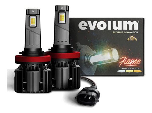 Kit Focos Led Evolum Flame Auto Tricolor 14,000lm Hiperled