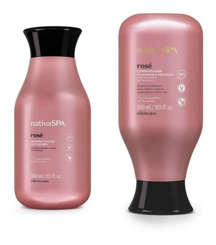 Shampoo + Condicionador Nativa Spa Rosé Anti Quebra 300ml