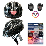 Capacete Ciclista Com Led Bike Adulto + Par De Sinalizador