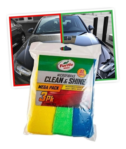 Paños Microfibras Xl Turtlewax Alta Densidad Pack 3 Unidades Color Varios