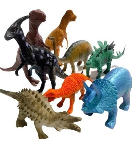 Kit Coleção 10 Peças De Borracha Dinossauro De Brinquedo Top