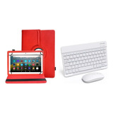 Capa Teclado Recarregável + Mouse P/ Tablet Motorola Tab G70