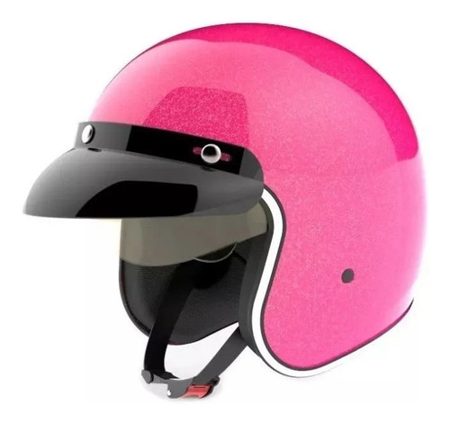 Casco Para Moto Abierto Hawk 721  Rosa Glitter Talle Xl 