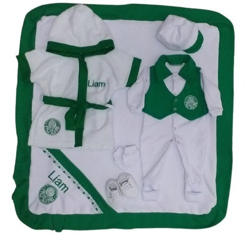 Saída Maternidade Do Palmeiras E Roupão 6pçs  Personalizamos