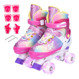 Patines De 4 Ruedas Ajustable Niño Niña Con Luz Led