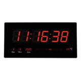 Reloj Digital De Pared Luz Led Hora- Fecha Y Temperatura