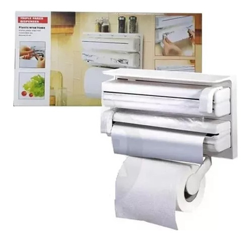 Dispensador Triple Papel De Cocina Corta Fácil Toalla Nova