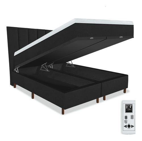 Eco New Colchoes Magnético Queen Massageador Mais Cama Box Baú Mais Cabecei Cor Preto