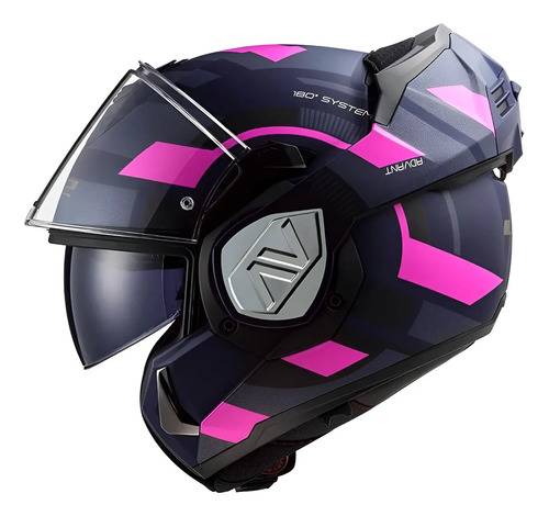 Casco Abatible Ls2 Advant Velum Azul Rosa Moteros