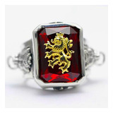 Anillo De Piedra De Estrás Rojo Grande Para Hombre  Danza De