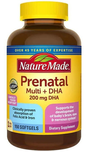 Nature Made Prenatal Multi + Dha 200mg, 150 Cápsulas Blanda