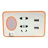 Zapatilla Pared Adaptador Multiple 3 Toma 2 Usb Luz De Noche