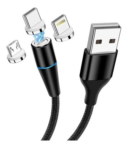 Cable Usb Magnetico 3 En 1 Carga Rapida Celular Tablet