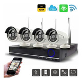 Kit Seguridad Dvr 4 Camaras Hd Inalambricas Wifi Cctv