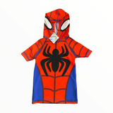 Remera Agua Spiderman Hombre Araña Capucha Uv50 Anticloro