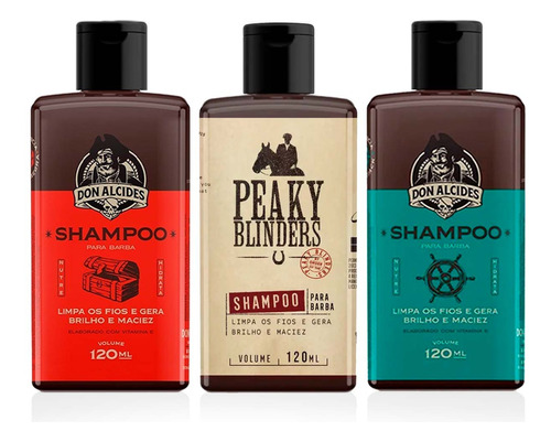 Kit 3x Shampoo Barba Negra Calico Peaky Blinders Don Alcides