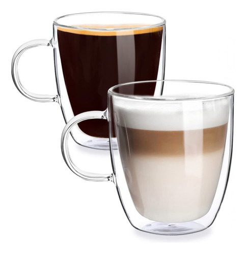 Taza Mug De Vidrio Doble Pared 310ml Cafe