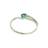 Anillo Compromiso Piedra Esmeralda 0.13ct Oro 14k Kt / Mujer