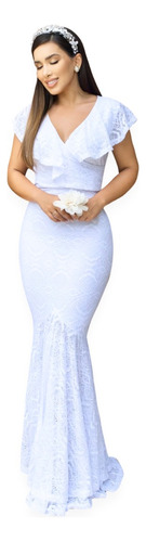 Vestido Branco Para Casamento Civil Longo Noiva Renda